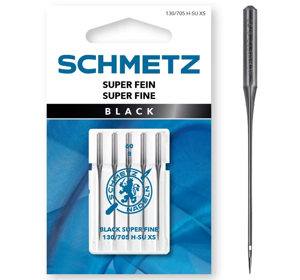 schmetz-black-super-fine-aiguille-machine-60-8-x5-tissu-fin image 1