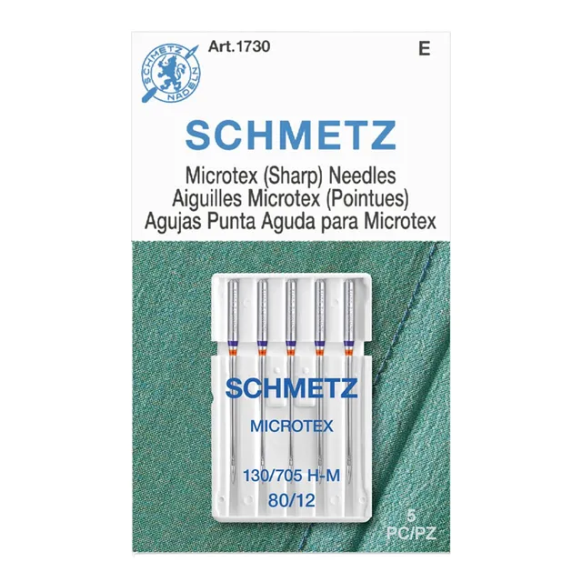 schmetz-microtex-80-12-aiguille-machine-coudre-x5-pointue image 1