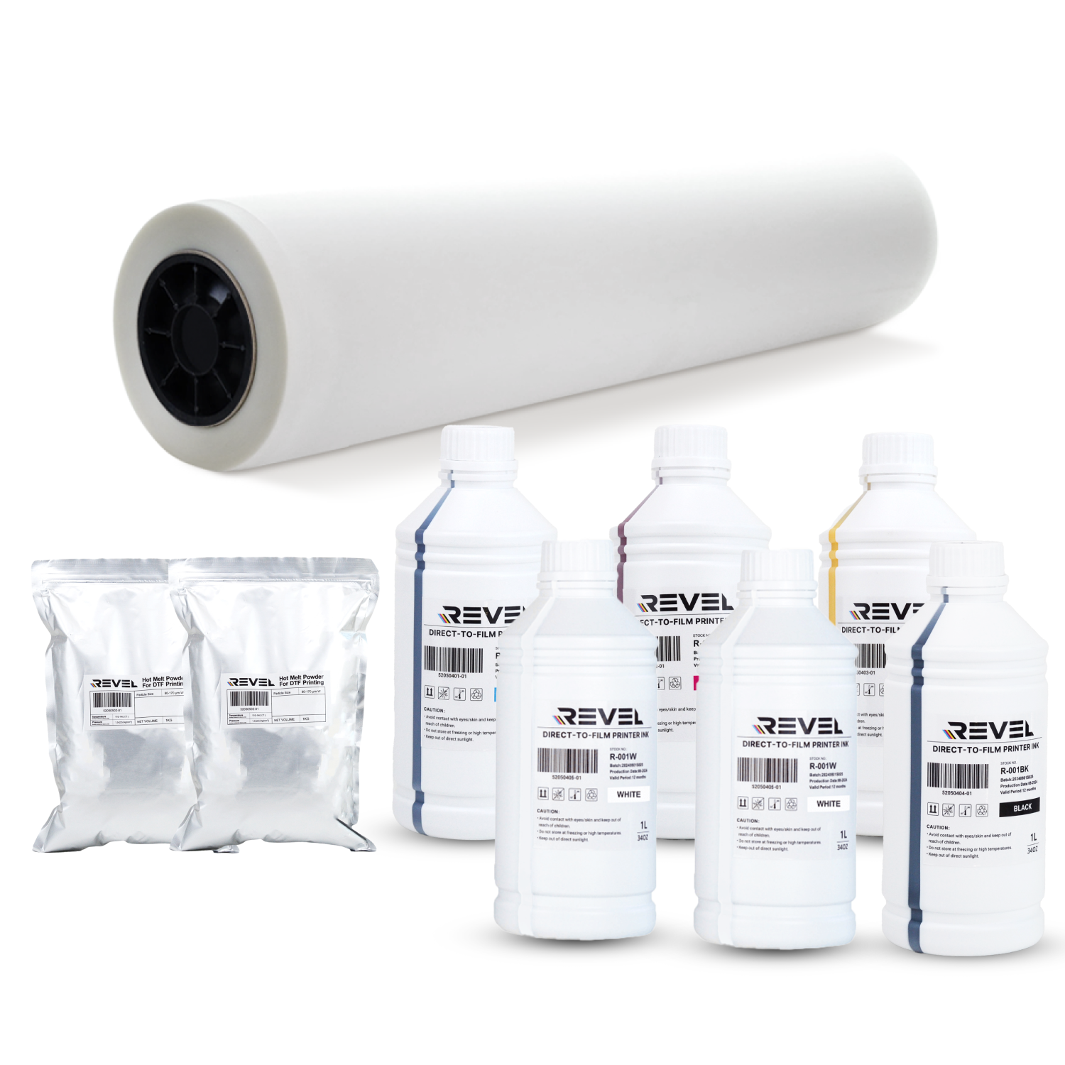 ricoma-revel-kit-consommables-dtf-encre-cmyk-blanc-film-60cm image 1