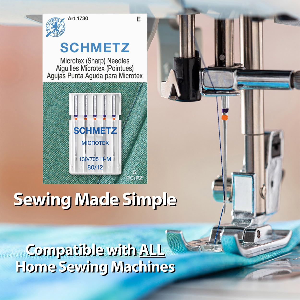 schmetz-microtex-80-12-aiguille-machine-coudre-x5-pointue image 2